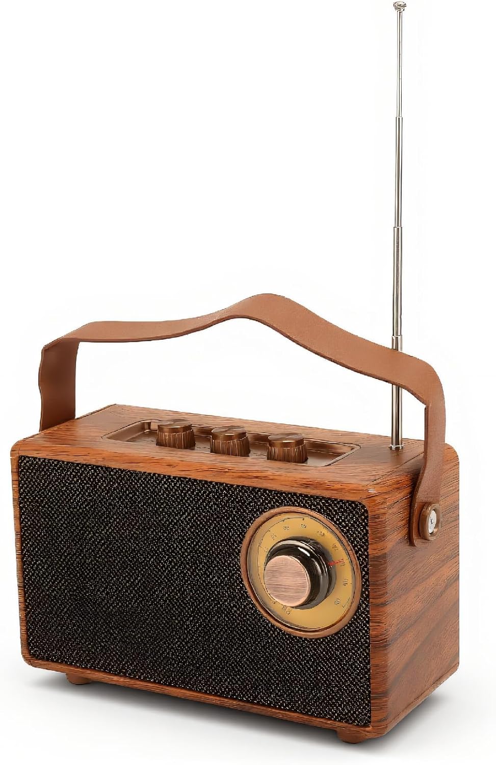 GOWENIC MP3 Vintage Radio Retro BT Speaker, Retro Portable FM Shortwave Radio, Wood Grain Design, HiFi Stereo Sound, U
