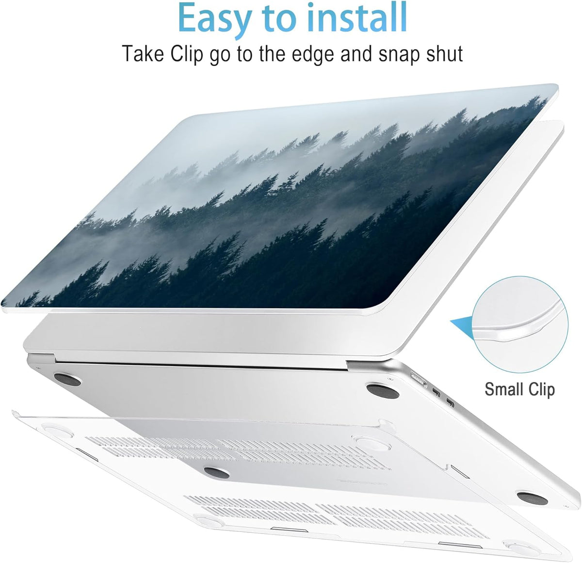 Mektron for 2025 M4 MacBook Air 13.6 Inch A3240 Case Fits 2023 A2681 M2 2024 A3113 M3 Chip with Liquid Retina Display, Printed Plastic Hard Shell Cover for MacBook Air 13.6", Misty Forest C132