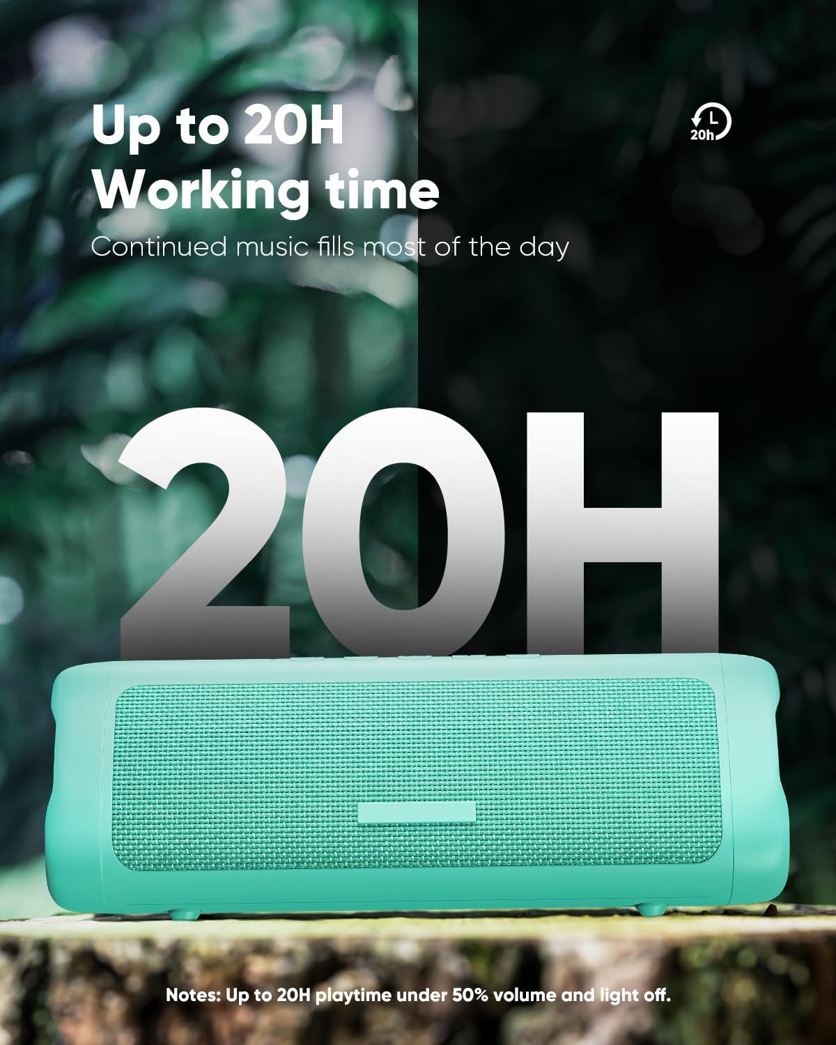 Bluetooth Speaker with HD Sound, Portable Wireless, IPX5 Waterproof, Up to 20H Playtime, TWS Pairing, BT5.3, for Home/Party/Outdoor/Beach, Stocking Stuffers, White Elephant Gifts for Adults (Teal)