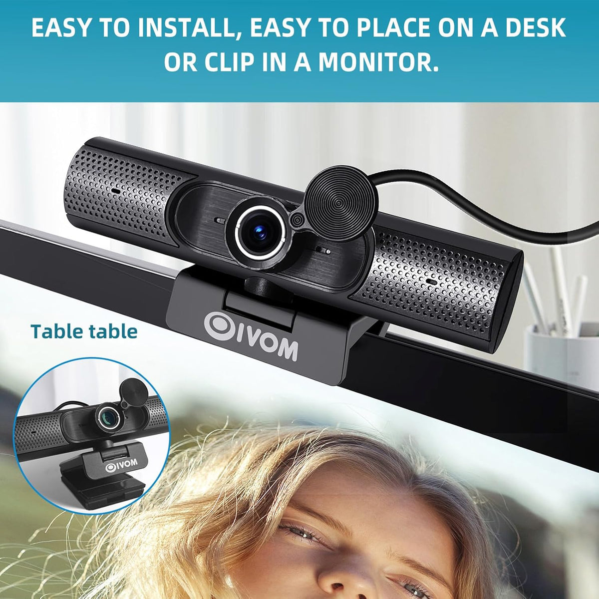 Webcam With Microphone and Speaker, 1080P Web Camera for Desktop Computer Laptop, USB With Physical Privacy Cover, Plug and Play, Streaming, Wide Angle 3 in 1