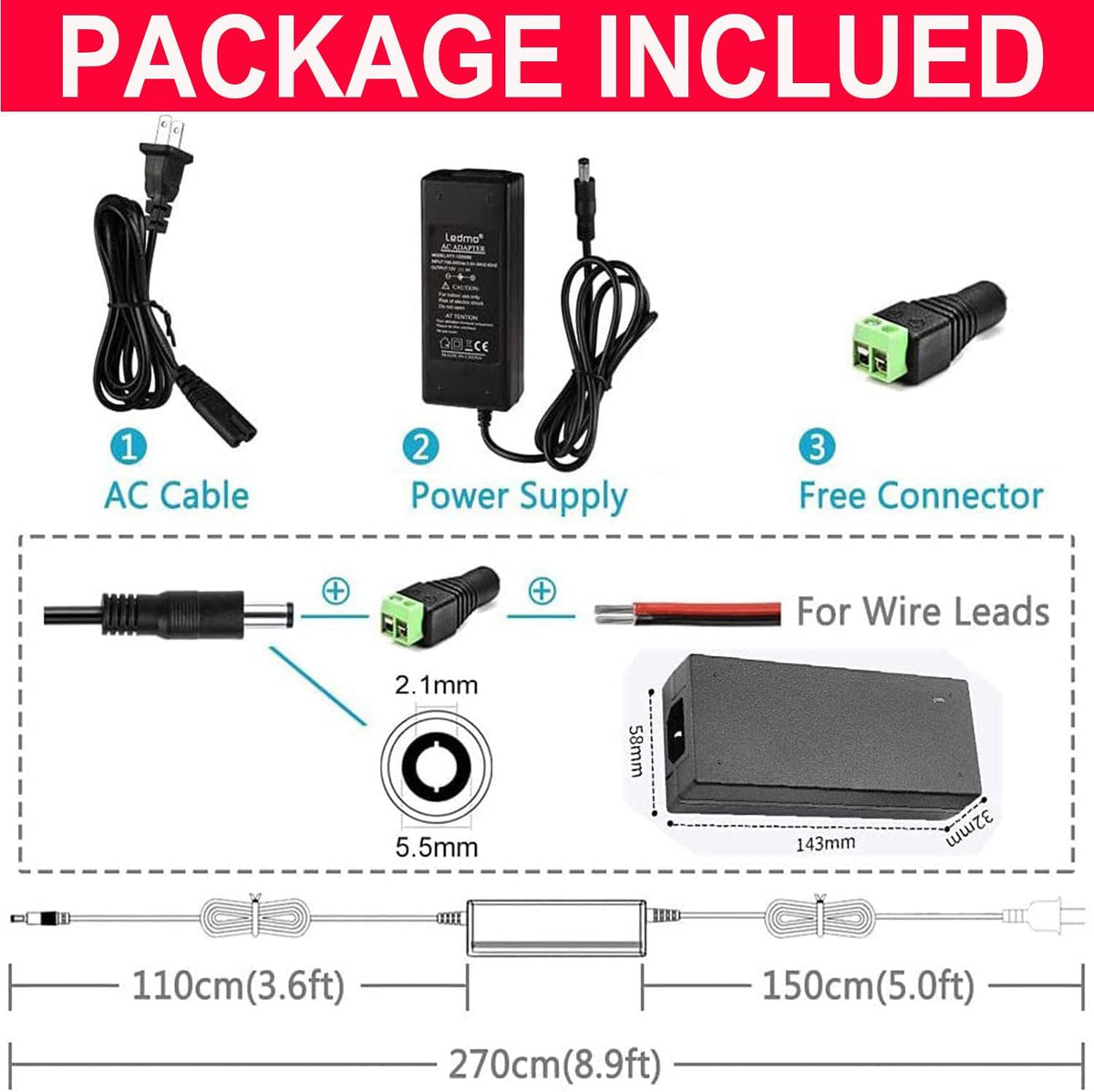 HAASHADA 12V 100-240V 12V 10A 120 Power Supply, Power Transformers, AC to DC Power Supply LED Adapter, Watt Max