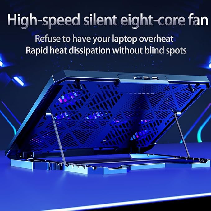Laptop Cooling pad for Hp 15s-du3032tu 15s-du3038tu 15s-du3501tu Gaming laptops Laptop Cooler with 8 Fan Adjustable Speed 5-Level Height Adjustment Mute Silent2 USB-A PortBuilt-in Phone Stand
