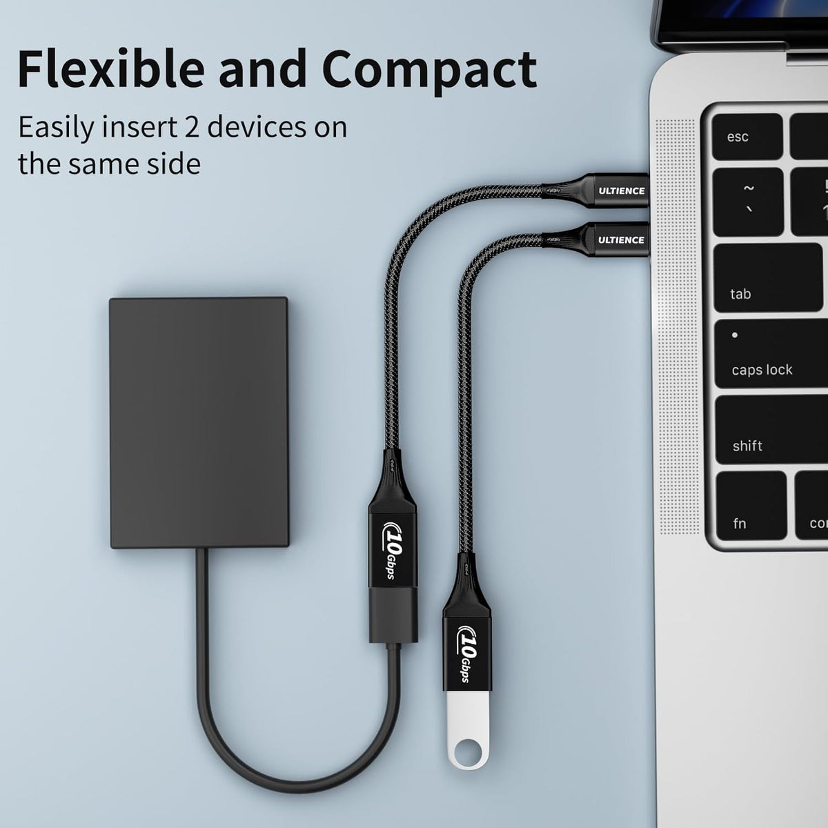 USB C to USB Adapter 2 Pack: 10Gbps USB Female to USB-C Male OTG Cable Thunderbolt 3 Converter, Compatible with iPhone16/15 Pro Max, MacBook Pro Air, Galaxy S25/24 (0.59ft, Black)