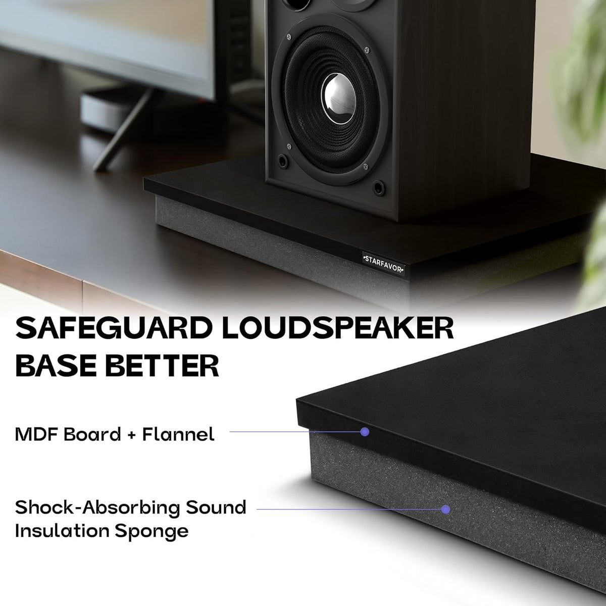 Starfavor Subwoofer Isolation Pad for 12-15 inches Subwoofers,22"x18"x2.1" Isolation Platform Acoustic Riser Pad,Audio Acoustic Noise Isolation Platform Pads for Studio Monitor,Subwoofer,Loud Speakers