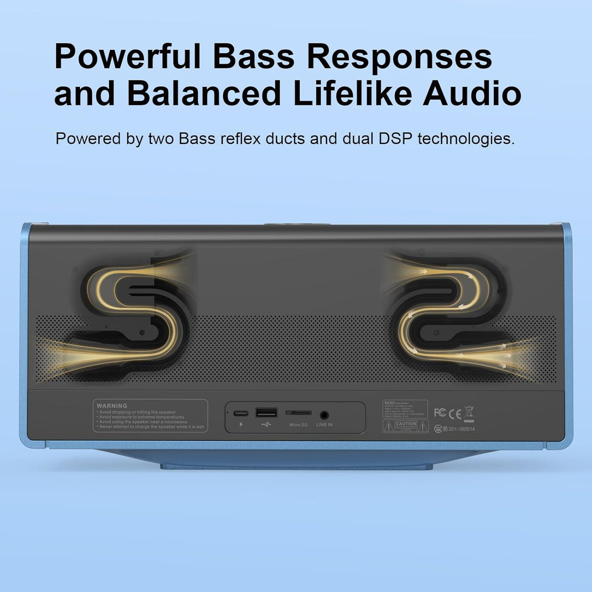 DOSS SoundBox Ultra Bluetooth Speaker with 2.1 Channel Audio, 80W Superior Sound with Deep Bass, Two DSP Technologies, 18H Playtime, BT 5.3, Wireless for Home, Office, Room-Blue