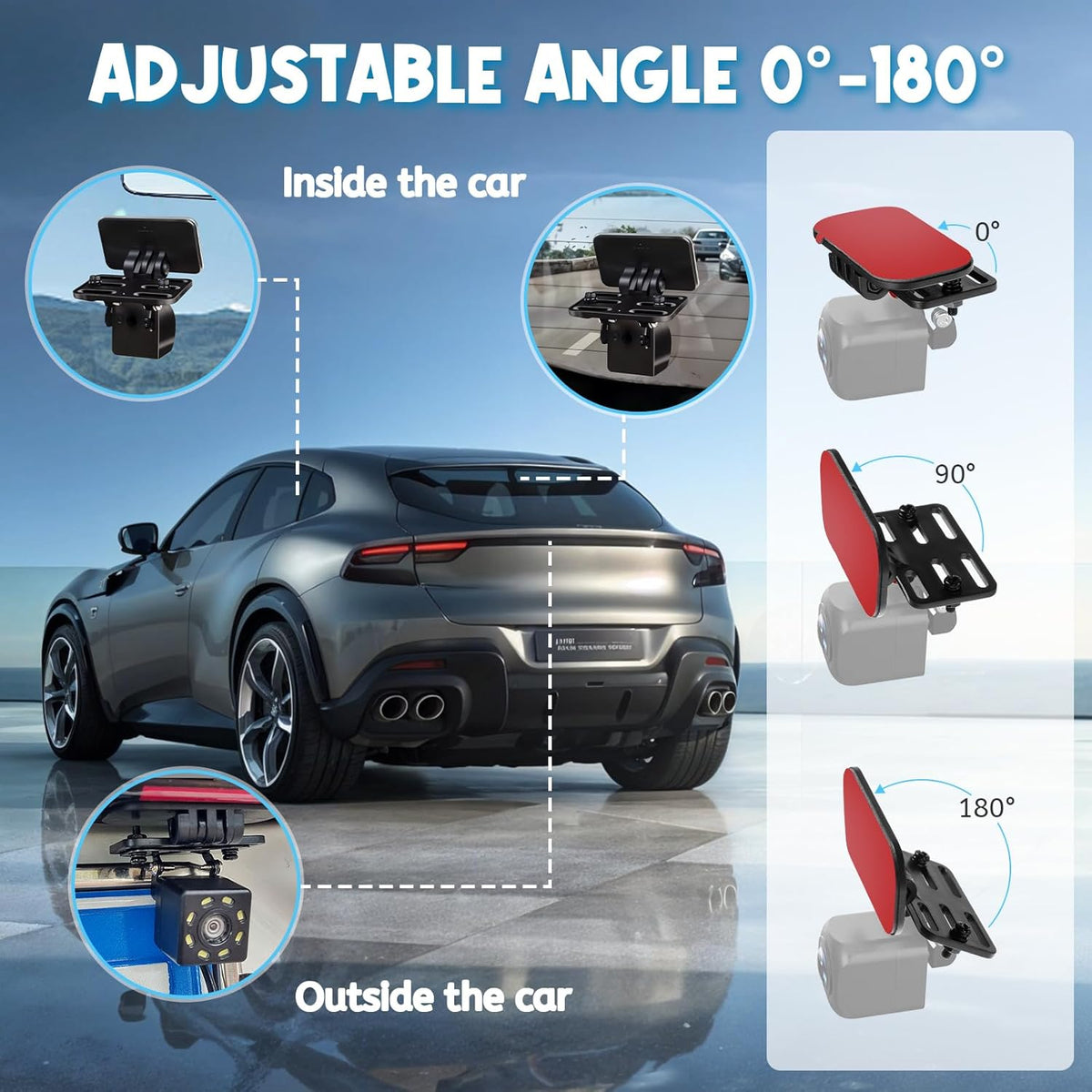 Giantree 1PCS Rear Camera Holder, Universal Dash Cam Rear View Camera Mount with A Screwdriver Tool, Adjustable Back