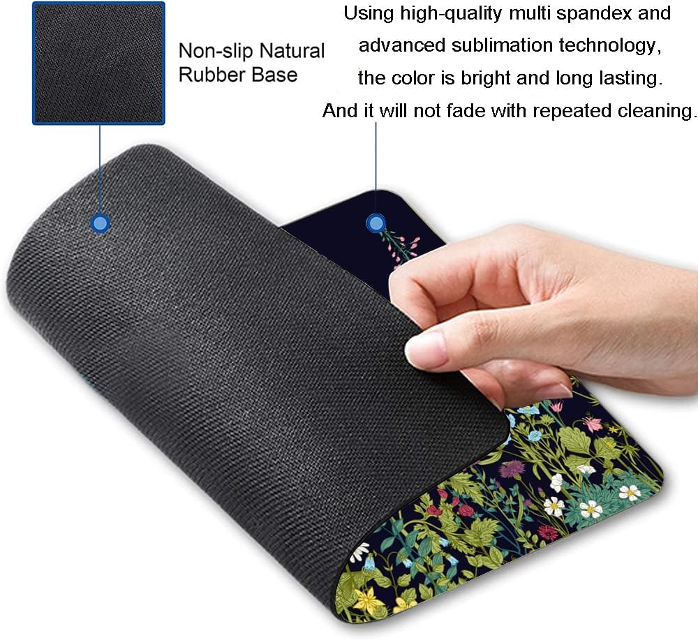 Floral Mouse Pad, Square Waterproof Non-Slip Rubber Base Mouse Pad for Office Laptop, 9.5"x7.9"x0.12" Inch (Weed Flower)