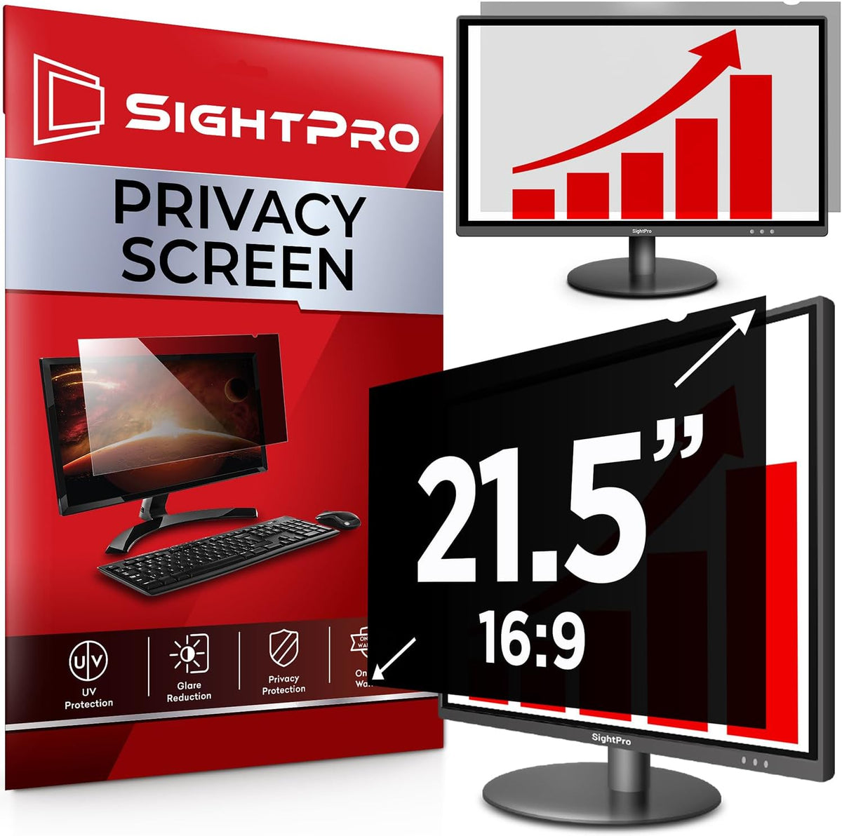 21.5 Inch 16:9 Computer Privacy Screen Filter for Monitor - Privacy Shield and Anti-Glare Protector