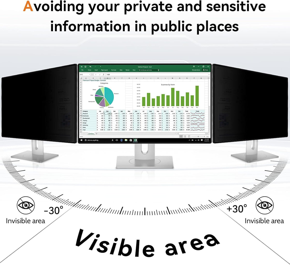 Mamol 22 Inch Computer Privacy Screen Filter for 16:10 Aspect Ratio Widescreen Monitor - Removable Anti Glare Blue Light Filter, Anti-Scratch Privacy Protector Film, Computer Screen Shield 22in