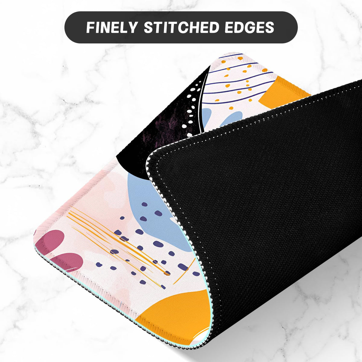 ITNRSIIET Mouse Pad with Stitched Edge Premium Textured Smooth Precise Operation Waterproof Washable Non-Slip Rubber Base Desktop Protection Mat, 10.2×8.3×0.12 inches, Art Style Pattern