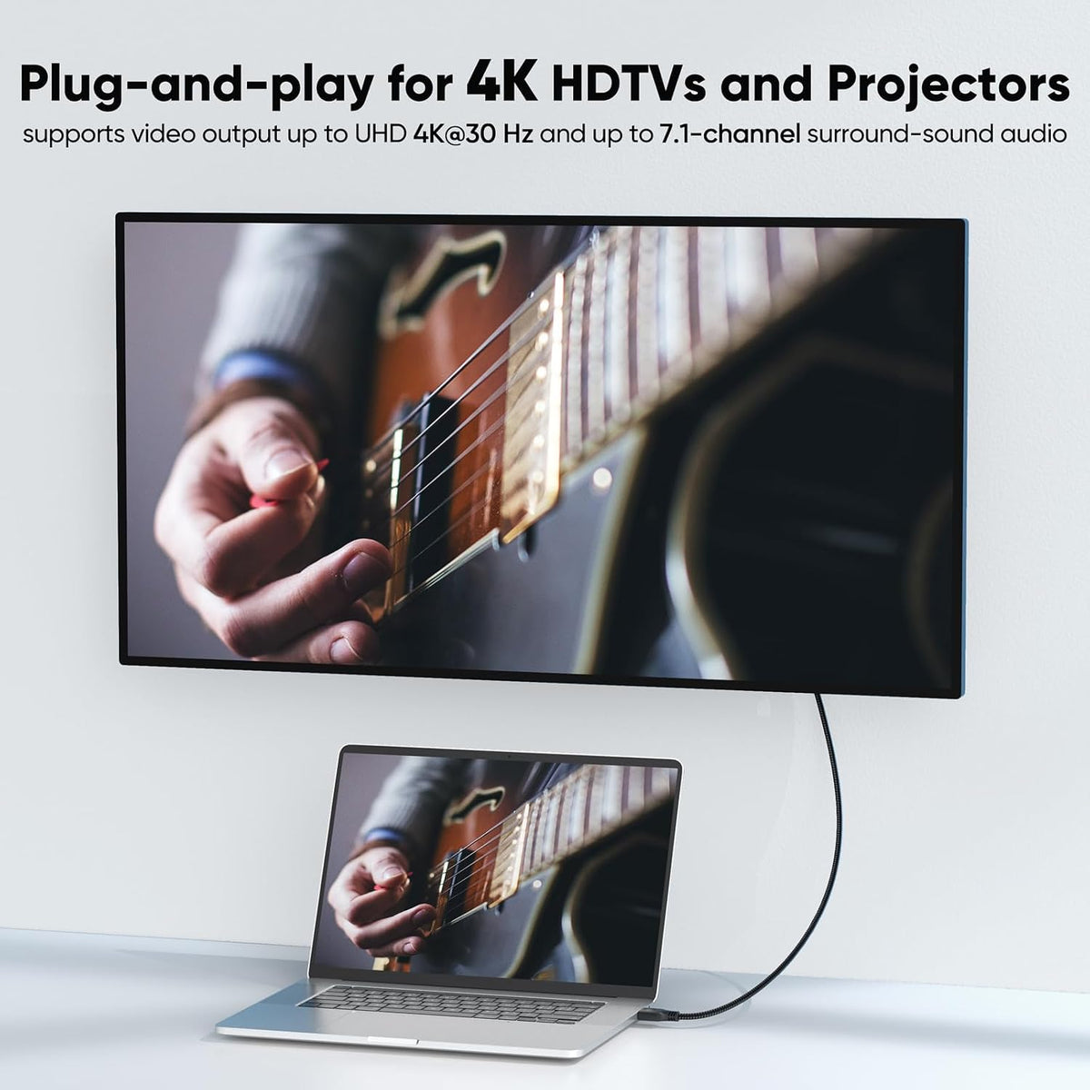 6ft 2 Pack, [4K@30Hz 1080P@120Hz] Display Port to HDMI Cable DisplayPort to HDMI Cord, DP (Source) to HDMI (Display)
