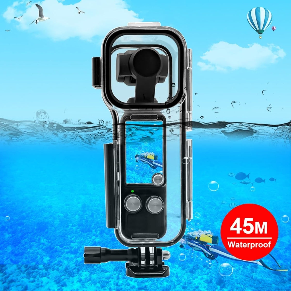 PULUZ Dive Case for DJI Osmo Pocket 3 Waterproof Case PC Protective Shell 45M/147FT Underwater Diving Housing Cover with Accessories for Osmo Pocket 3 Action Camera