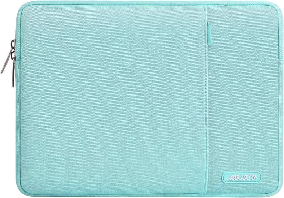 MOSISO Laptop Case 16 inch, 15-15.6 inch Laptop Sleeve Compatible with MacBook Pro 16 M4 M3 M2 M1, HP Acer Dell Lenovo ASUS Notebook, Polyester Vertical Computer Sleeve Bag with Pocket, Mint Blue