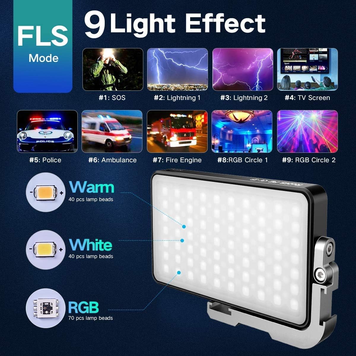 G2 RGB Portable On Camera Light, Built-in 4300mAh Lithium Battery Video Conference Lighting, 2600-10000K 12W Full Color LED Light Panel for Photography, Studio, Wedding Shooting