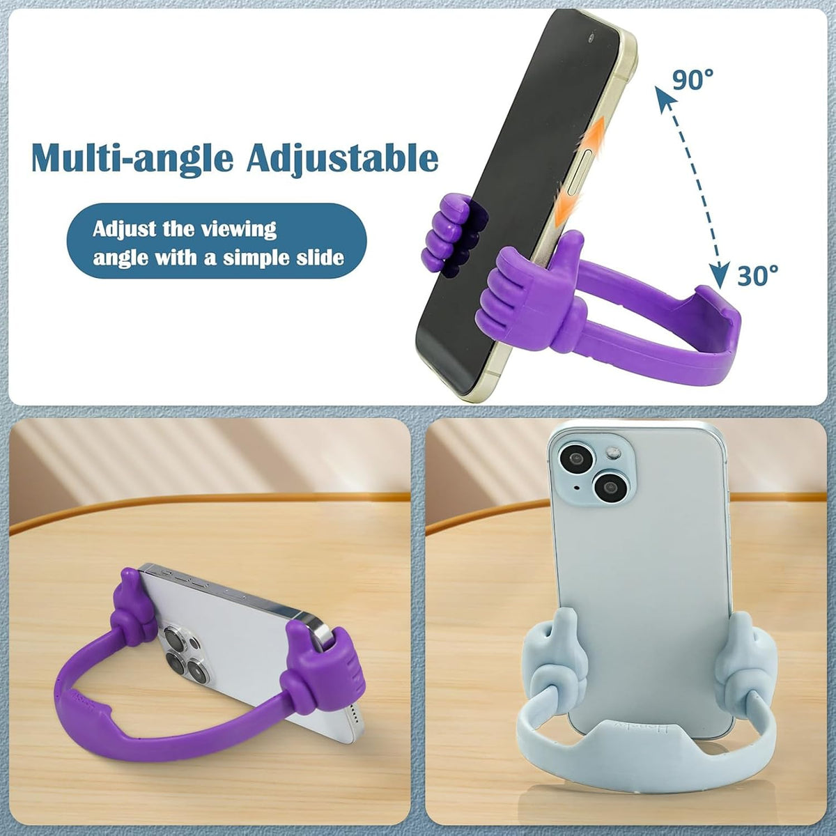 Honsky Thumbs-up Cell Phone Stand Holder, Tablet Stand Cradle for Desk Desktop Smartphone Cellphone Mobile Phone Tablets - Universal Adjustable Flexible - Grey