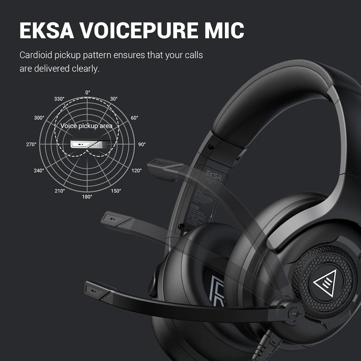 EKSA Headset with Microphone for PC, Computer Headphones with Noise Cancelling Microphone, Over-Ear All Day Comfortable, Immersive Sound 3.5mm Wired Gaming Headset for Laptop/Xbox/Switch/PS4/PS5