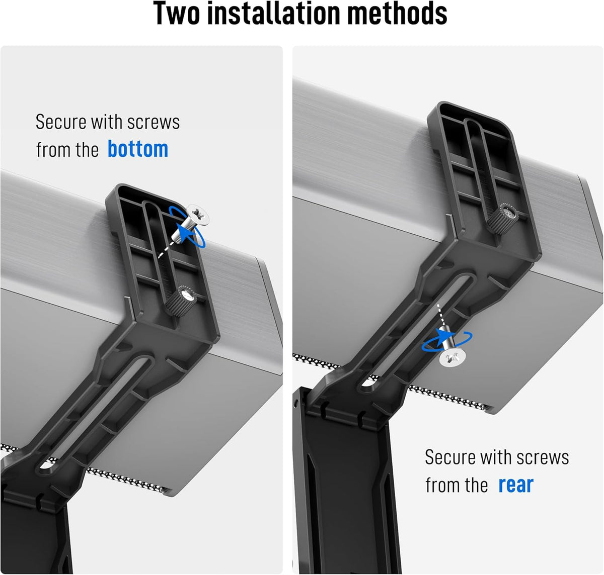 ELETIUO 11 lbs,Black No Drilling Soundbar Mount,Adjustable TV Top Shelf Compatible