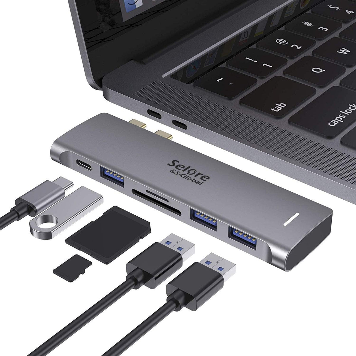 USB C Adapter for MacBook Pro/Air M1 M2 M3 2021 2020 2019 13" 15" 16", 6 in 1 USB-C Hub MacBook Pro Accessories with 3 USB 3.0 Ports,USB C to SD/TF Card Reader and 100W Thunderbolt 3 PD Port