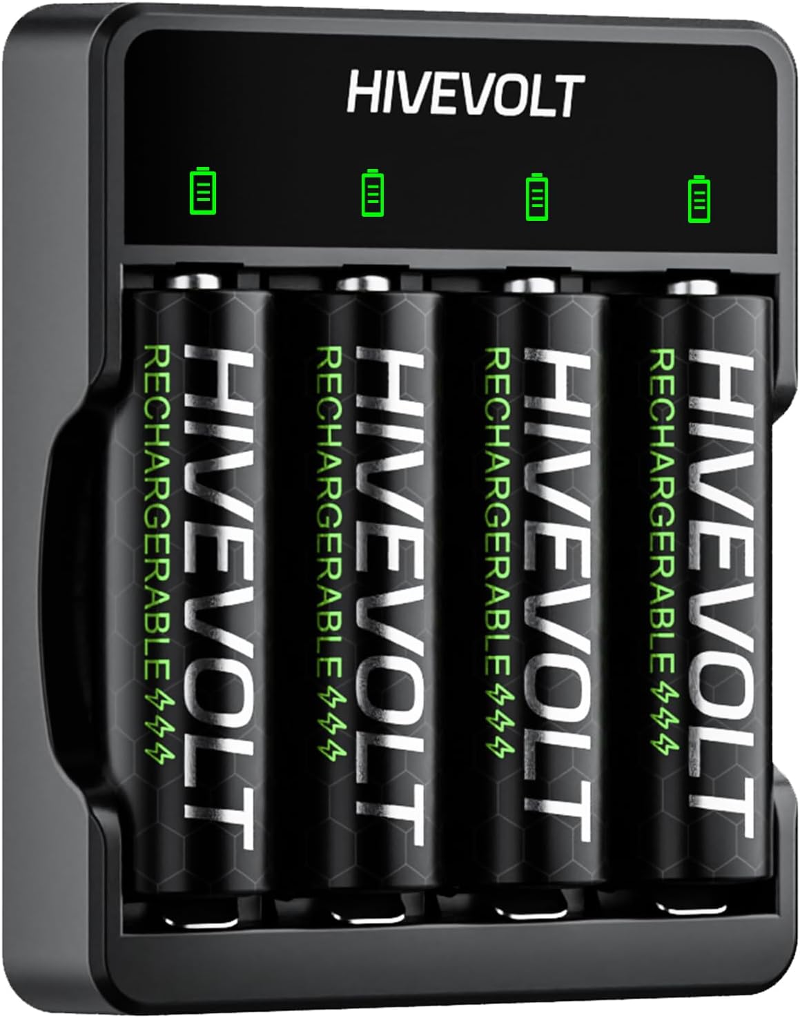 HIVEVOLT 2800mAh 4 Count Rechargeable AA Batteries with Charger, High Capacity Ni-MH Double A Battery