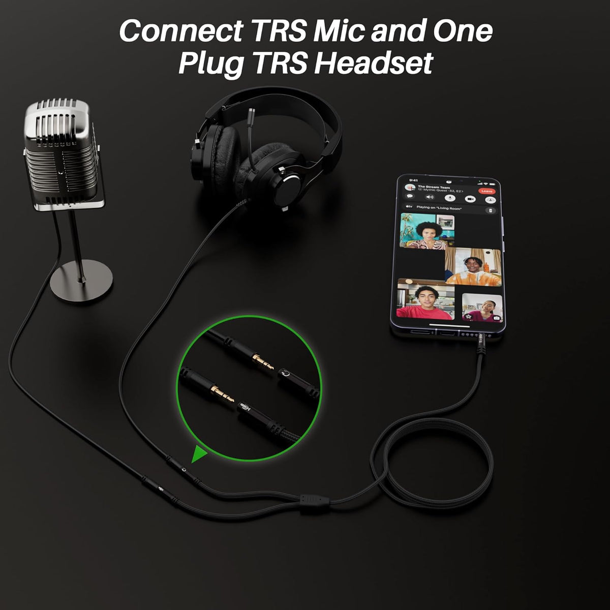 1/8inch Aux Headphone Splitter 2 Way Cable 6FT, 3.5mm 1 Male to 2 Female Mic and Audio Y TRRS Adapter, Compatible with Headset Earphone Switch 2/PS4/PS5 Steam Deck Xbox PC Laptop Phone Tablet Gaming
