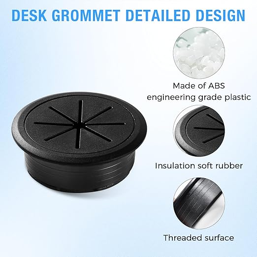 BOPOREAE 2 Pcs Desk Grommet 3-1/8" (80mm), Desk Hole Cover for Cables