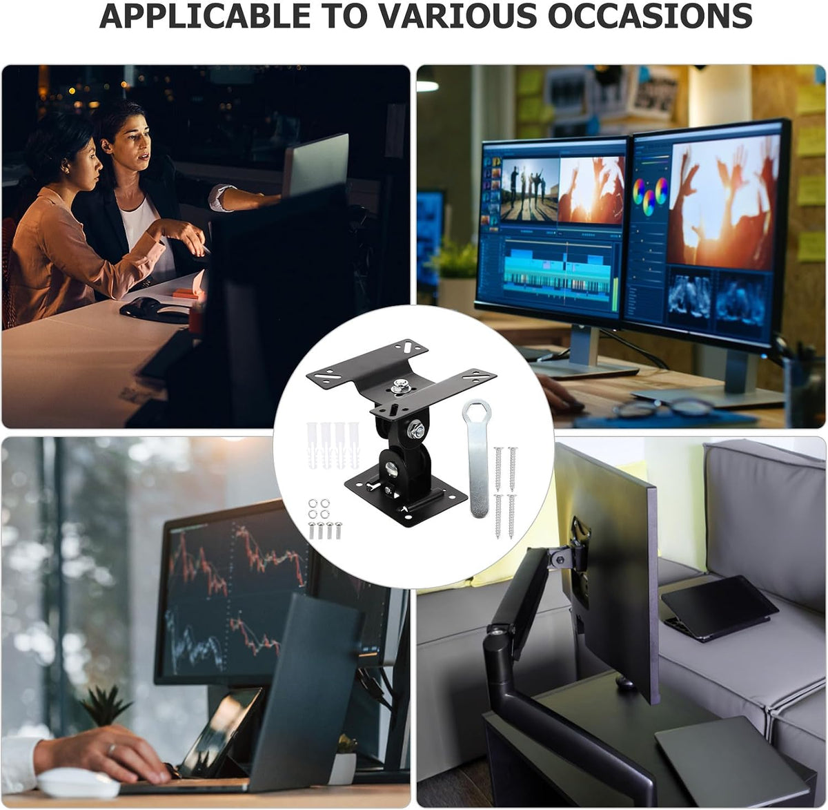 HONMEET Rotatable Wall Mount Tv Bracket Swivel Monitor Mount for Screens Ergonomic Metal Display Stand for Living