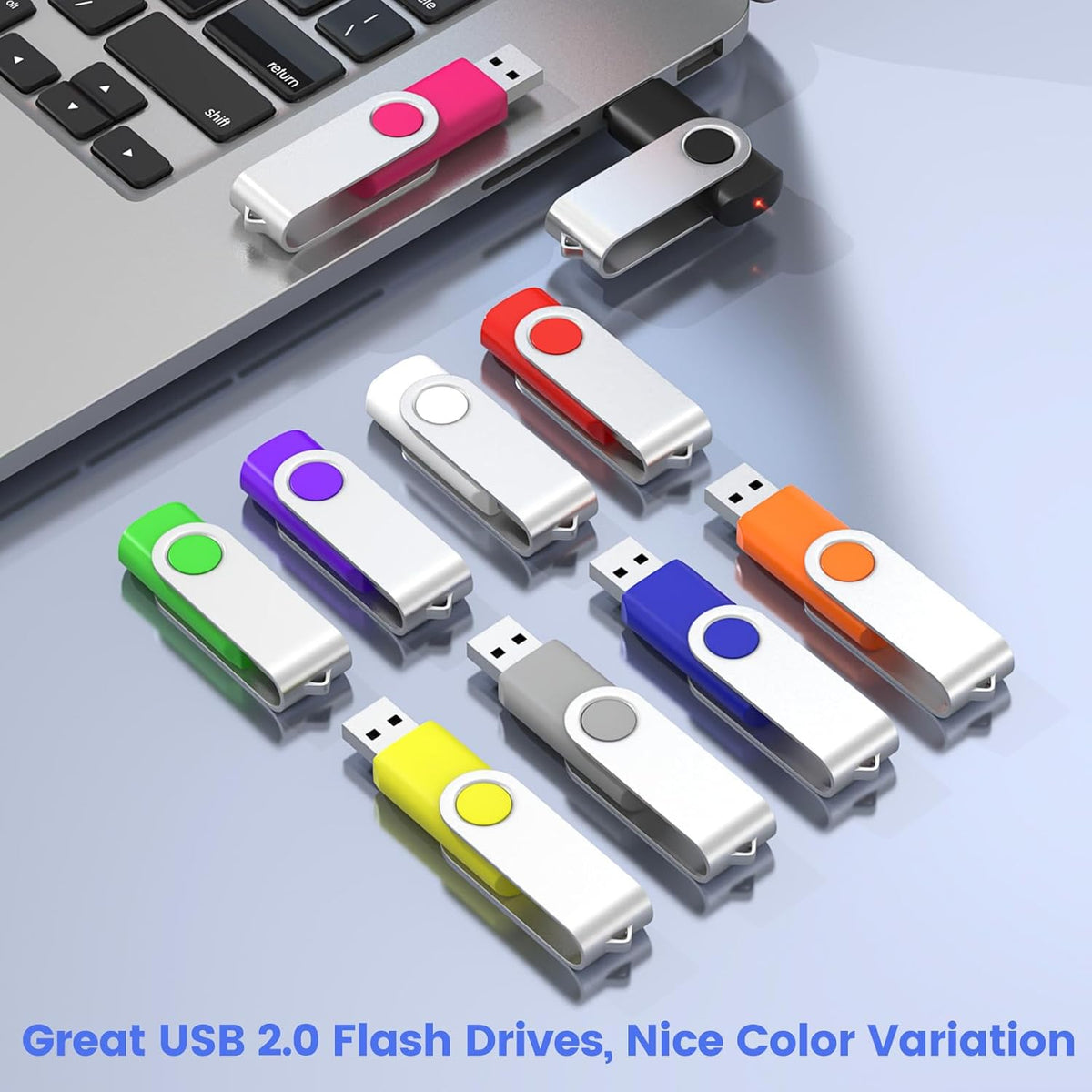 ABLAZE 32GB Flash Drives 500 Pack, USB 2.0 Thumb Drives Bulk Swivel Memory Stick Bulk USB 500 Pack Pendrives 32GB (Mixcolors)