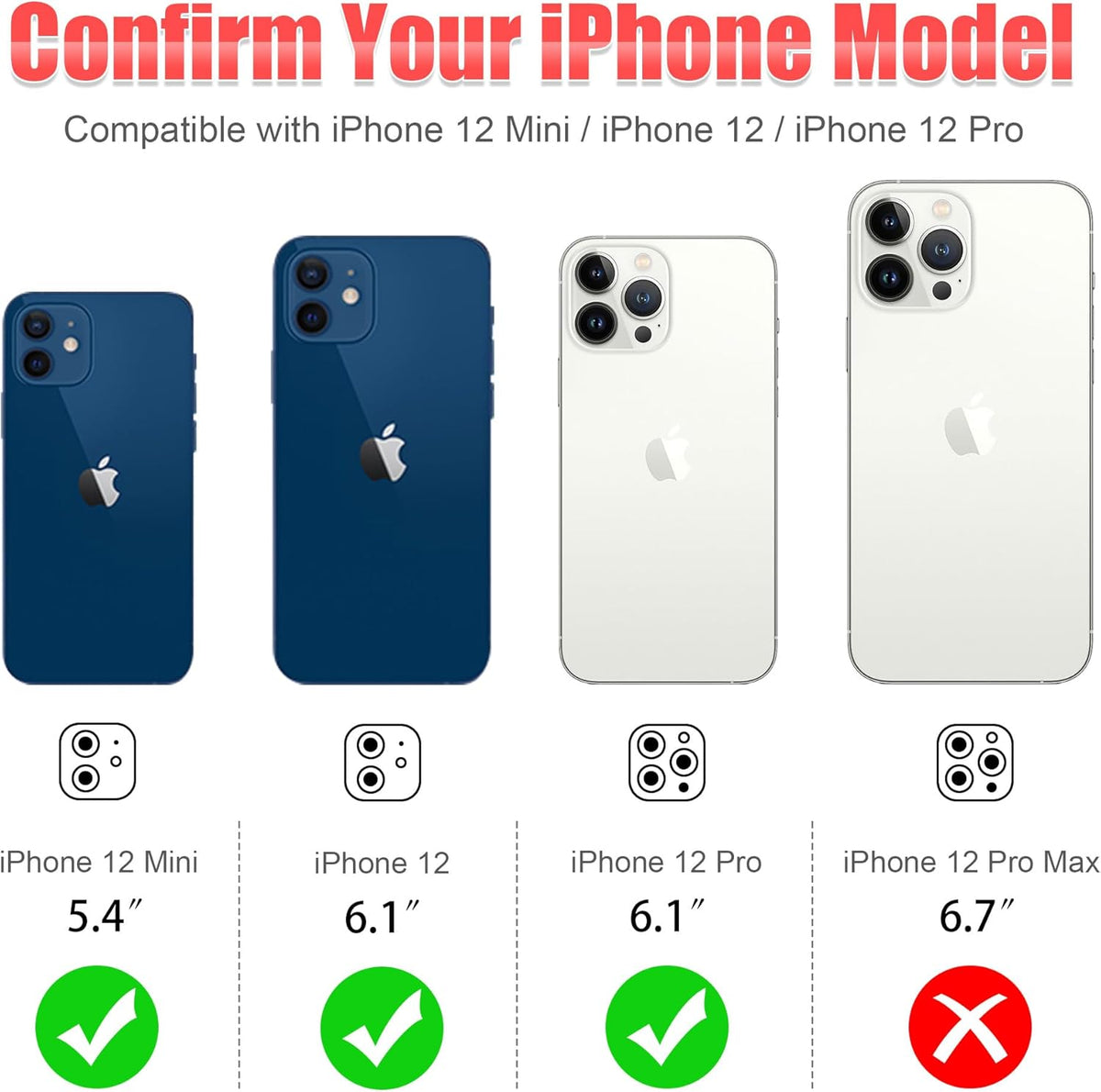 AGVEE 3+3 6 Pack for iPhone 12 Pro/12/12 Mini/11 Pro Max/11 Pro/11 - Bling Diamond & Glitter Metal Ring 9H Tempered HD Glass Camera Protector
