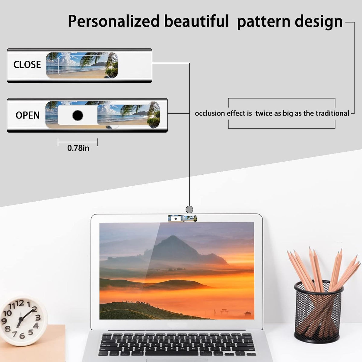 Webcam Cover, 3 Pieces, Laptop Camera Cover, Privacy Shielding Capacity is Twice as Big as The Traditional, Suitable for Computer Mobile Phones, laptops, Tablets and so on (Beach by The sea)