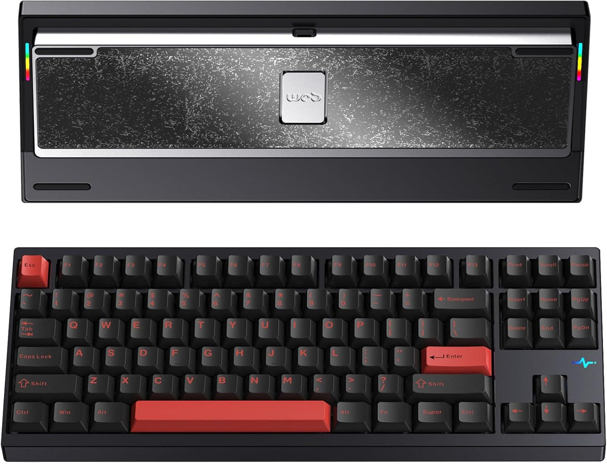 KEEBMONKEY WOBKEY Crush 80 Reboot CNC Aluminum 5-Second Quick-Release Triple-Mode Connectivity Mechanical Keyboard with Superior Acoustics (Lite Black)