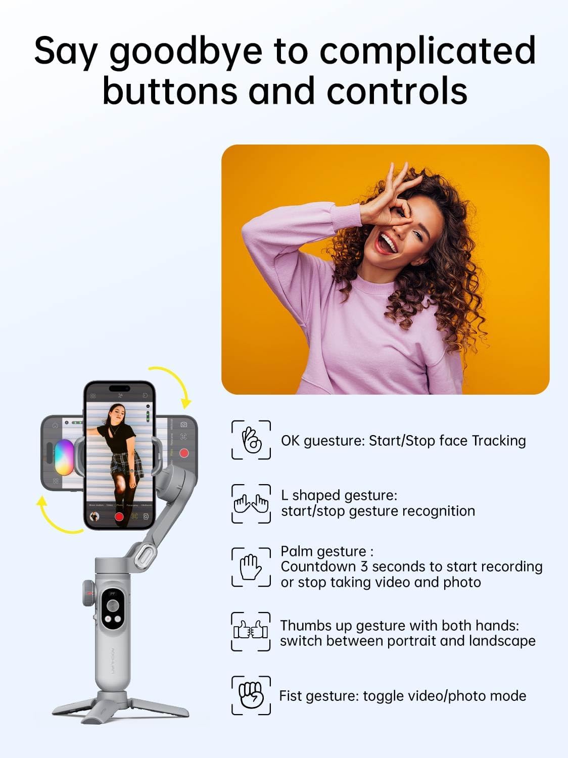 iPhone Gimbal, 3-Axis Gimbal Stabilizer for Smartphone w/RGB Magnetic Fill Light Portable with Fous/Zoom Wheel for Vlog, Compatible with iPhone 15 Pro Max/Android-Smart X Pro Kit Gray