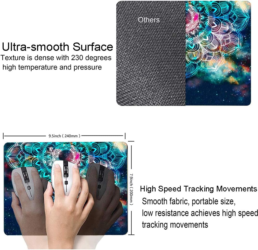 Redragon Galaxy Mandala Gaming Mouse Mat, Square Waterproof Rubber Base Mouse Pad for Office, Home, Laptop & Travel, 9.5"x7.9"x0.12"