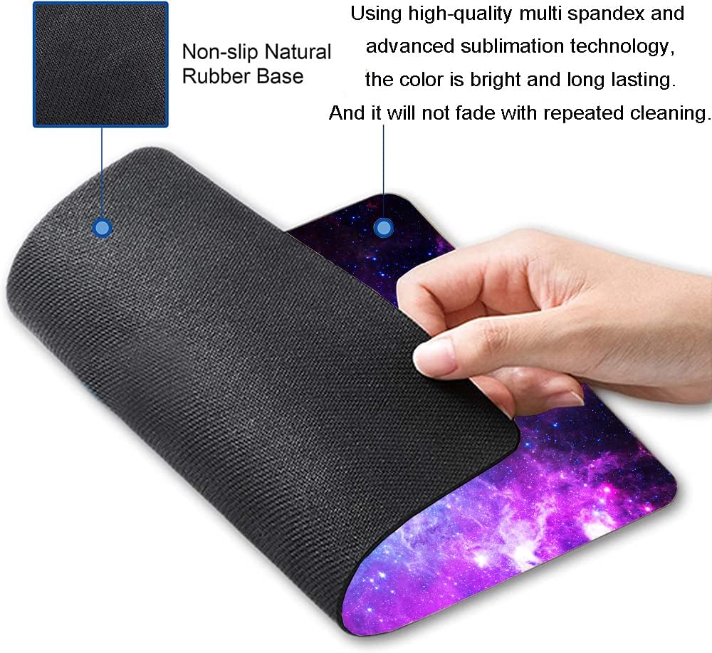 Mouse Pad, Square Anti-Slip Rubber Mousepad for Gaming Office Laptop Computer PC Men Women Kids, Cute Custom Pattern, Cool Galaxy Nebula