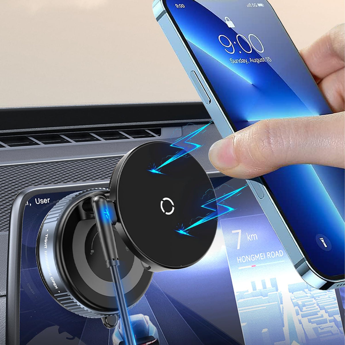 Spinning Vacuum Magnetic Phone Holder 15W Fast Wireless Charger for All Smartphones & All Car Models Holds Like Glue on Bumpy Roads! FCC Certified car Phone Mount Magnetic