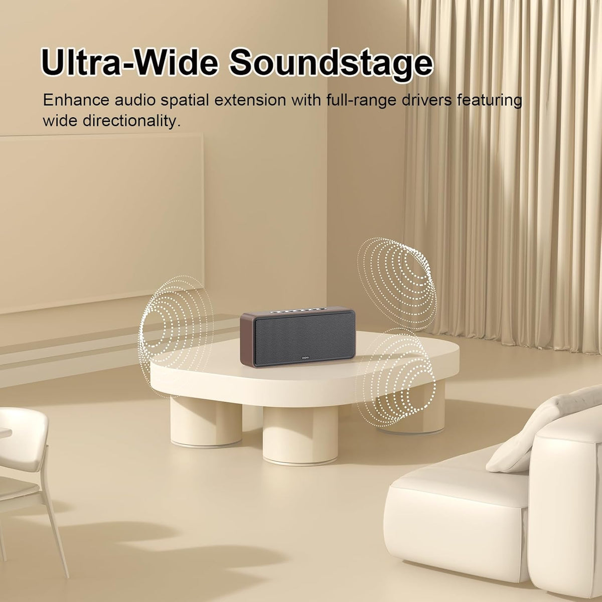 DOSS SoundBox XL Bluetooth Speaker with Subwoofer, 32W Loud Sound with Booming Bass, Dual DSP Technologies, 10H Playtime, USB-C, TWS, 2.1 Audio Channel for Home, Indoor and Office - Gold