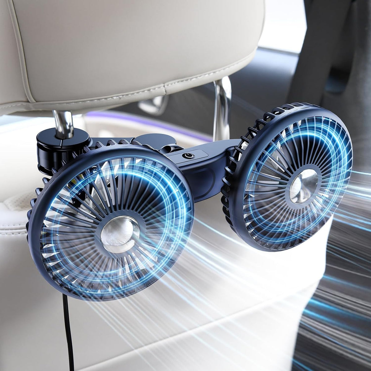 5V/ 12V /24V Dual Head Car Cooling Fans for Back Seat for Kids, Usb Car Backseat Headrest Fan for Baby Rear Facing, Car