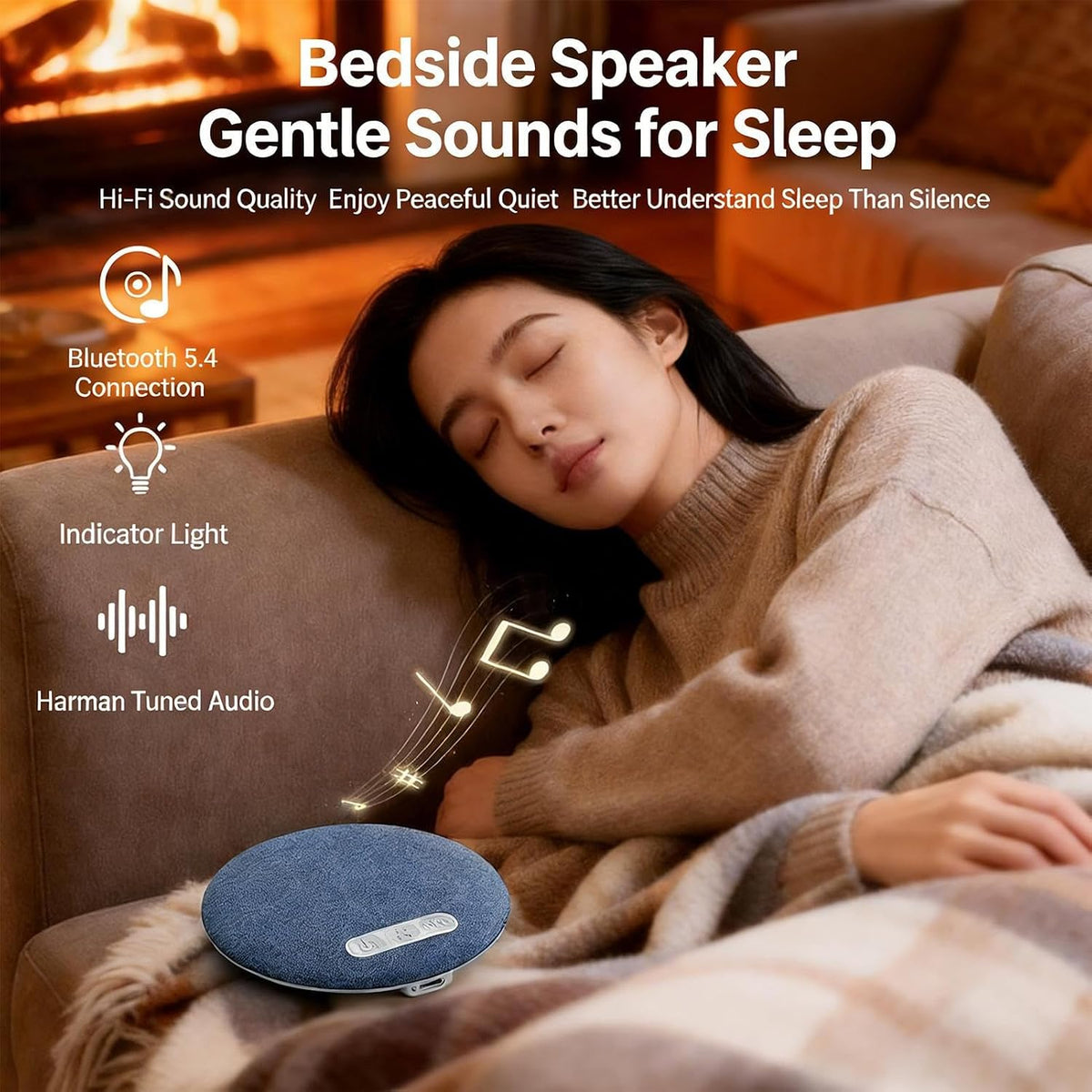 Generic Sleep Speaker Wireless White Noise Pillow Speaker | Rechargeable Mini Sleep AidSp for Home, Bedroom, Office