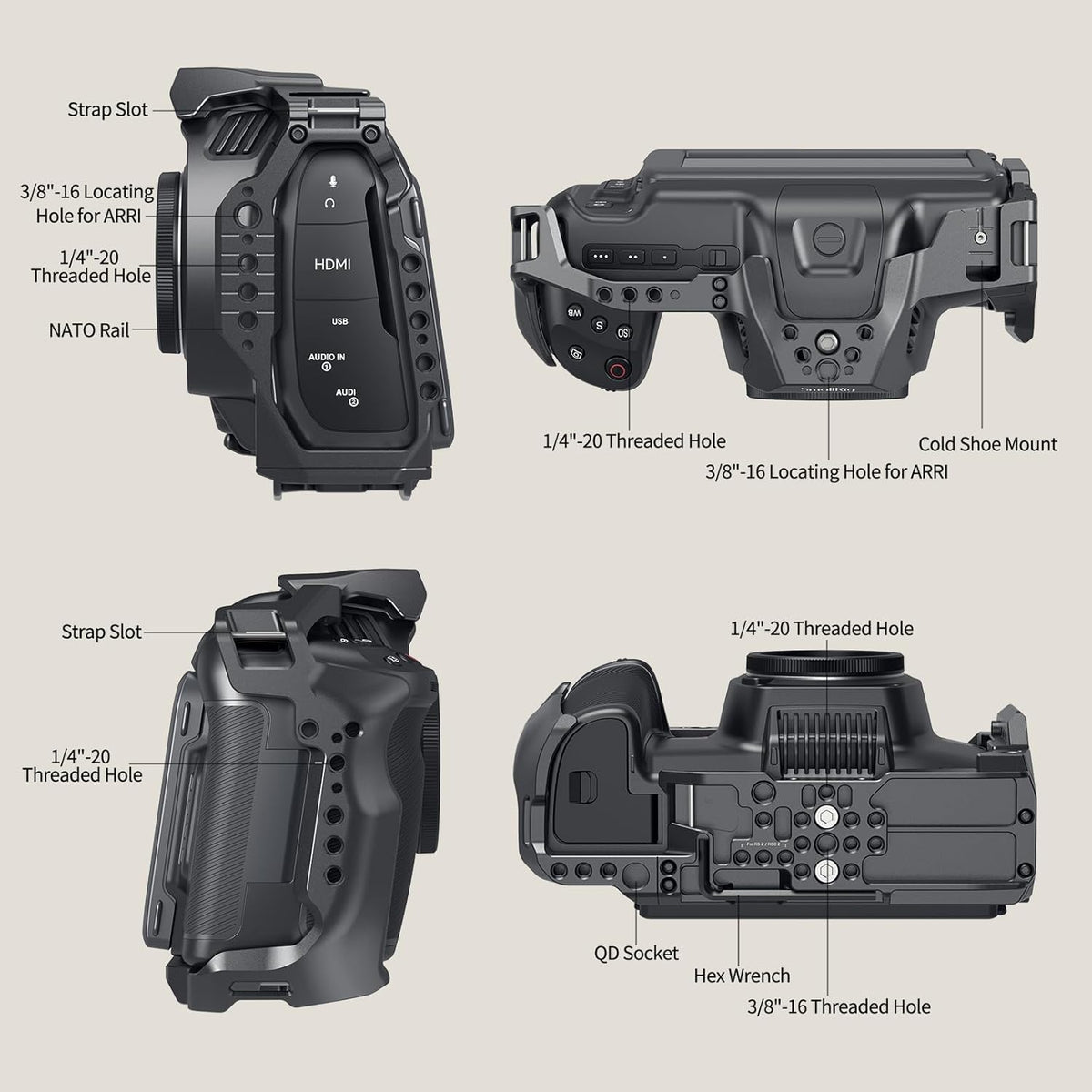 SmallRig Cage for Blackmagic Design Cinema 6K, Only for BMCC 6K, Full/Half Cage Included Lens Mount Converter Support, Anti-Deflection, Anti-Scratch, Full Access Design - 4785
