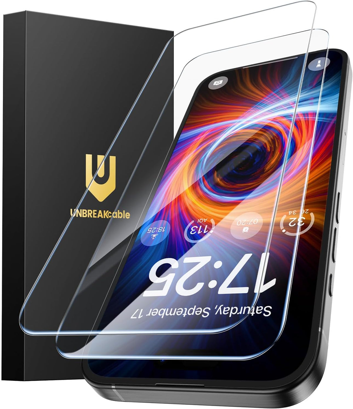 UNBREAKcable Anti-Glare Screen Protector for iPhone 15 Pro Max [2-Pack], 9H Hardness Tempered Glass, Anti-fingerprint, Enhanced Clarity, Anti-Blue Light, Easy to Install, Polishing Cloth Included