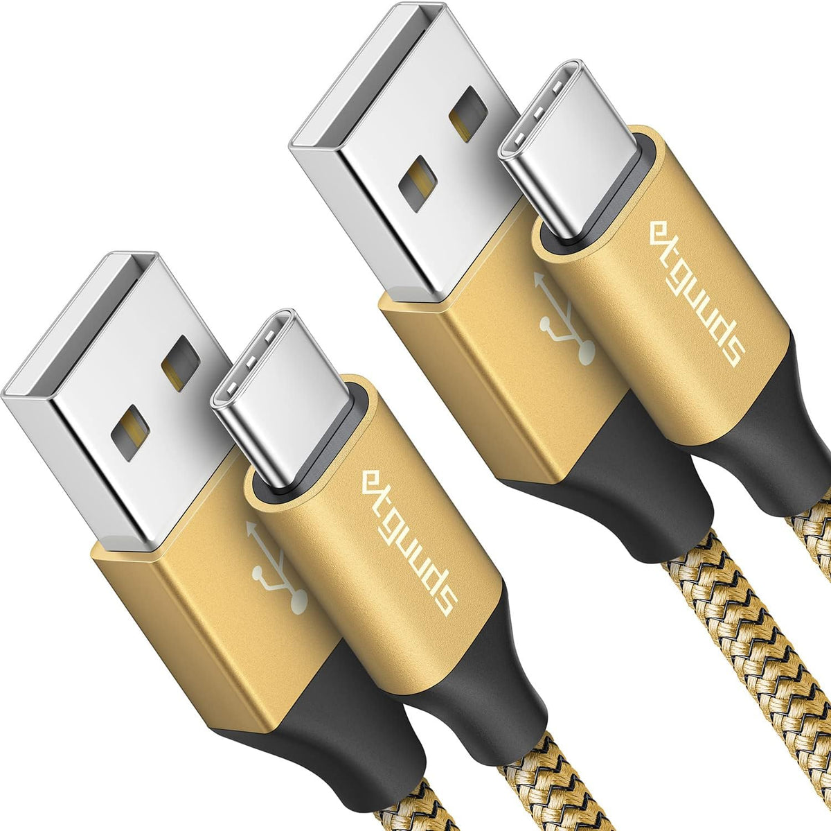 etguuds 6ft USB A to USB C Cable 3A Fast Charging, 2-Pack USB A to USB Type C Charger Cord for iPhone 16 15 Pro/Pro Max/Plus, for Samsung Galaxy S24 S23 S22 S21 S20 S10 A55 A54 Flip Note, Moto, Gold