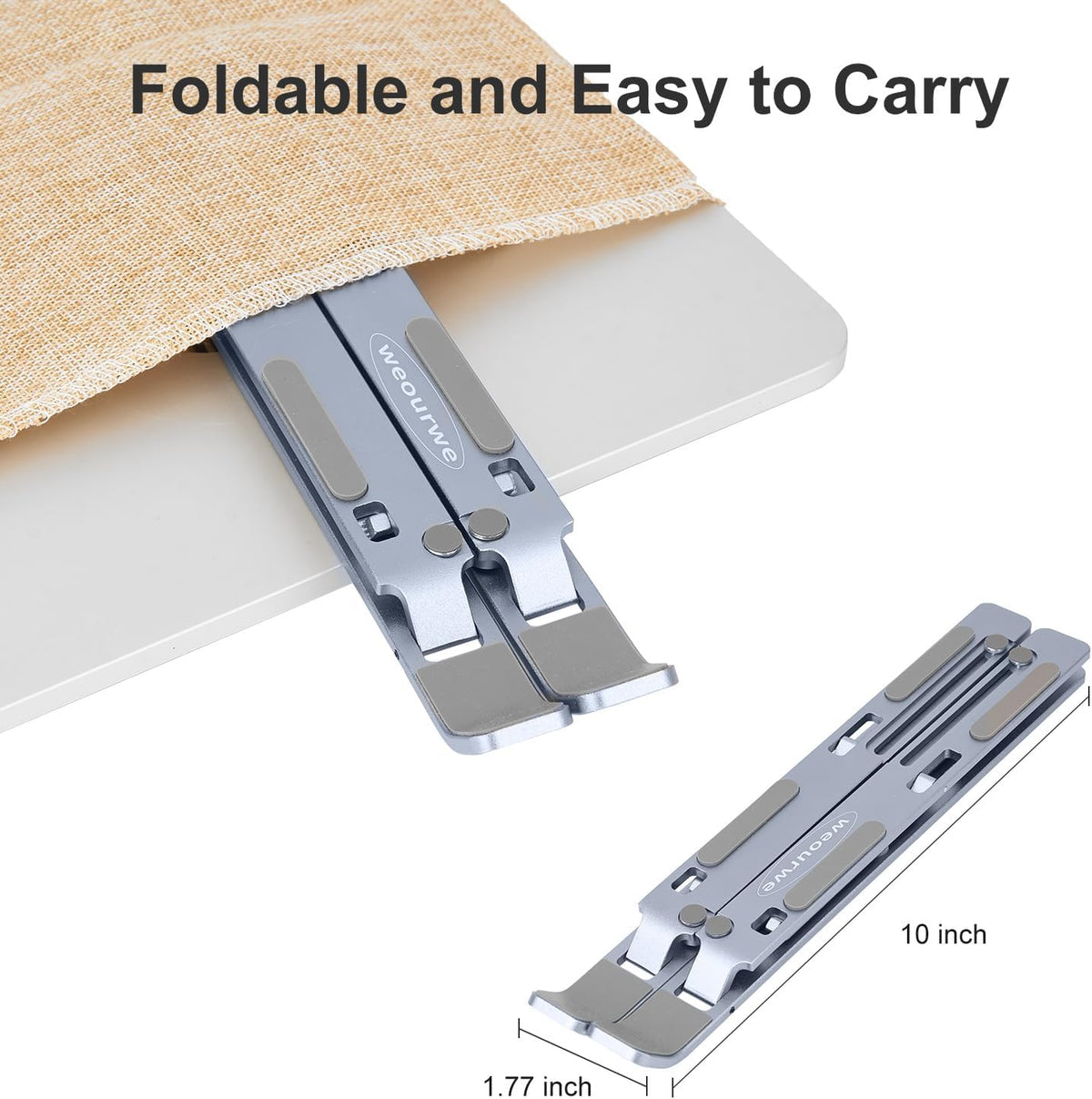 Ergonomic and Foldable Laptop Stand for Desk, Adjustable Riser, Fits All Laptops and Notebooks up to 17,Ultra-Thin,Ventilated Cooling,ABS+Silicone,Midnight.