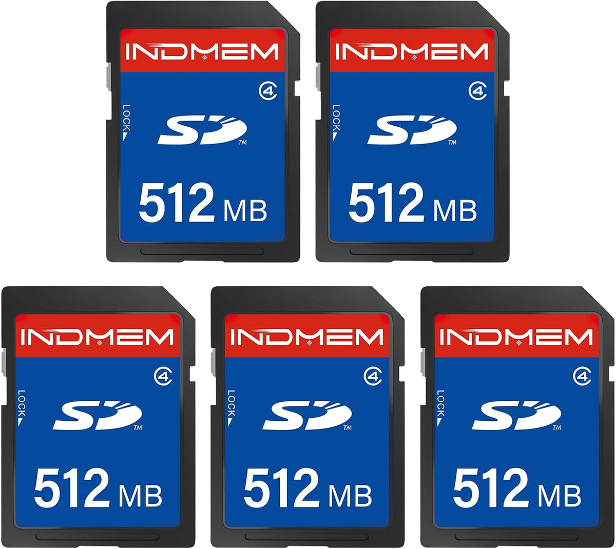 elecacc 512MB (5 Pack), U1 4 SD Card SD Flash Memory Cards UHS-I Class High-Speed Full HD Video Compatible with Digital