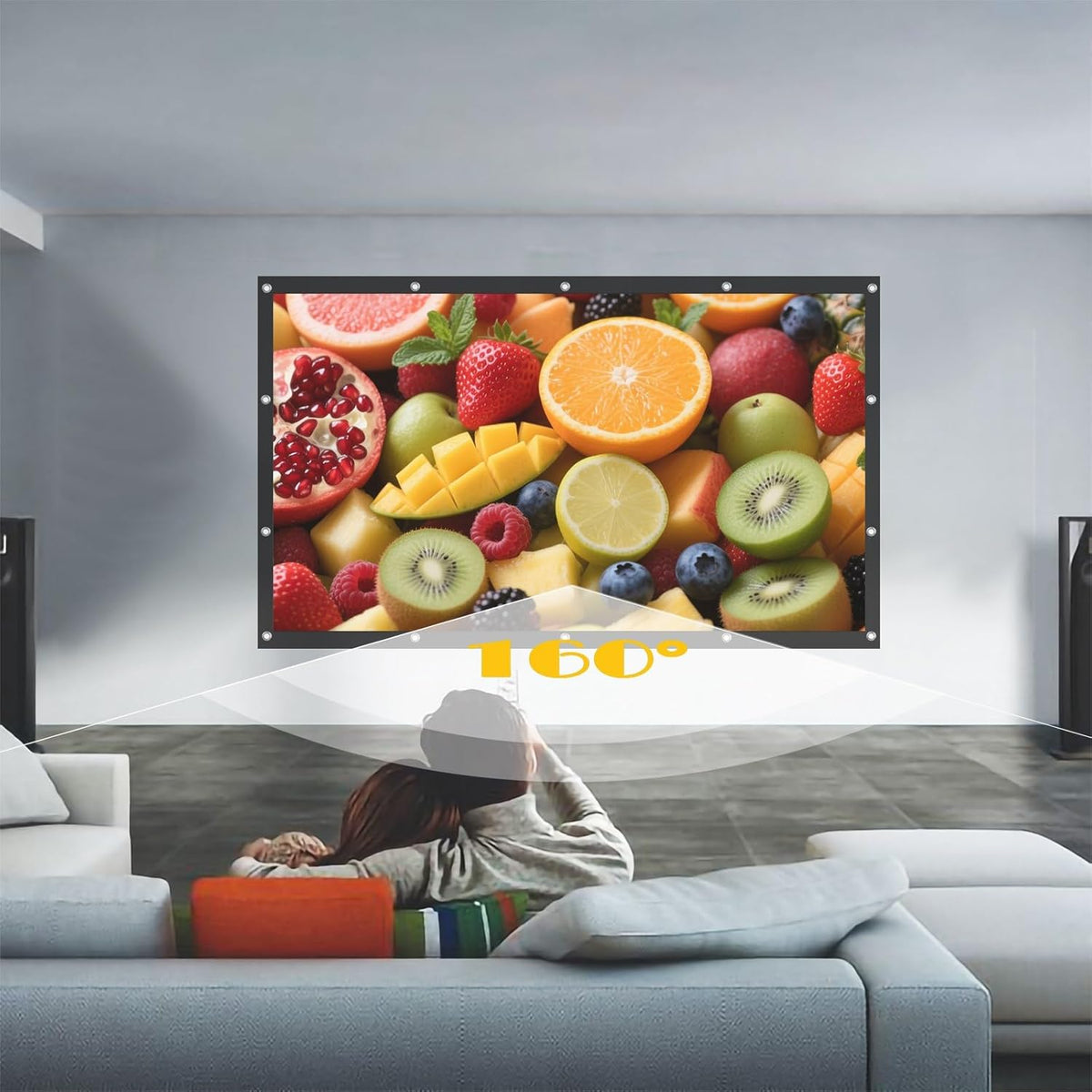 BooLooT 120 Inch 16:9 (120 inches) Projector Screen Portable Movies Screens Foldable Wrinkle-Resistant Fabric with Dual