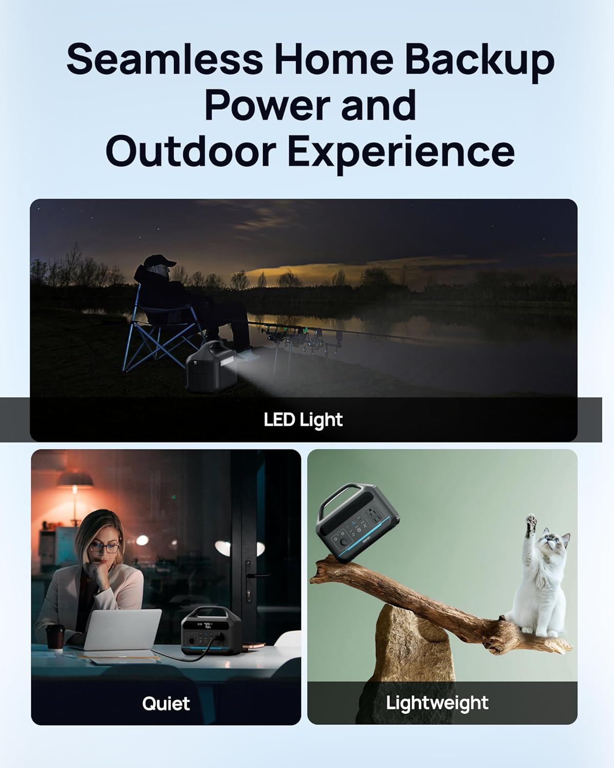DARAN Portable Power Station 600W(1200W Surge) - 288Wh(90,000mAh) Solar Generator LiFePO4 Battery with AC DC Outlets, 8.3LB Portable Charging Station for Camping, RV, Home, Emergency (Solar Optional)