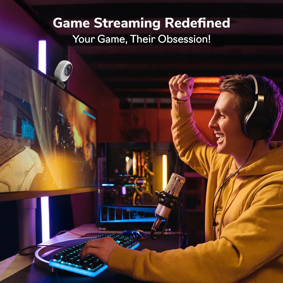 EMEET Piko+ Webcam 4K, World’s 1st Dual-Camera AI-Powered 4K Camera, 1/2.55'' Sony Sensor, 3 Mics&3 Sound Modes, Panda Magnetic Privacy Cover, USB C-C&C-A, Ideal for Livestreamers and Content Creators