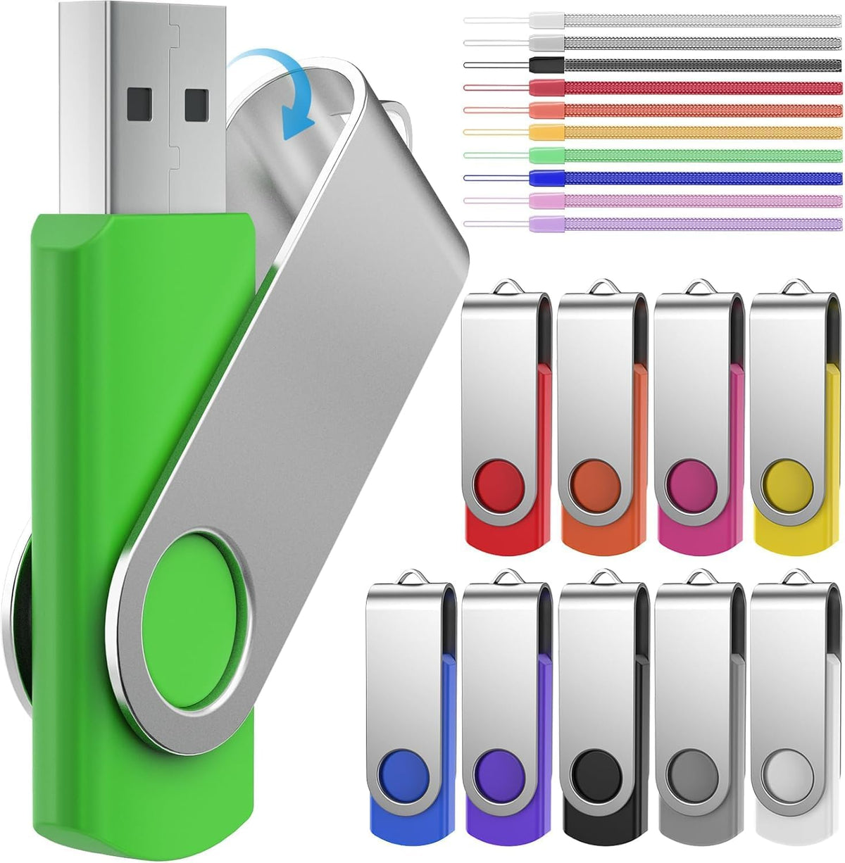 FEBNISCTE 1GB 10 Pack 1 2.0 10pcs Memory Stick USB Flash Drive Bulk - Bulk GB USB Stick Pendrive Multi-Coloured Thumb