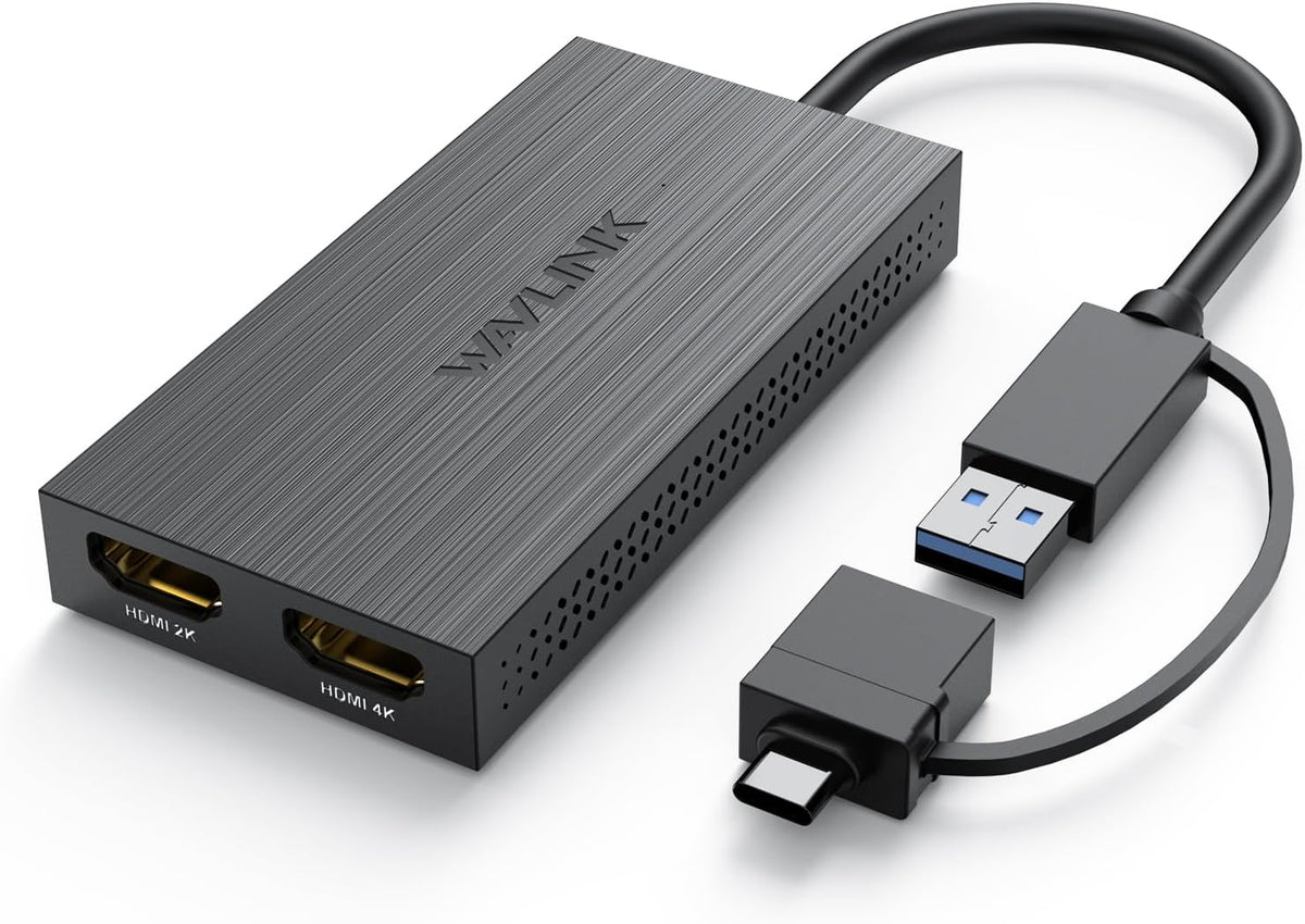 WAVLINK USB 3.0 or USB C to HDMI Adapter, HDMI Splitter for Dual Monitors, Universal Video Graphics for Thunderbolt 3/4, USB 4, Windows, Mac OS