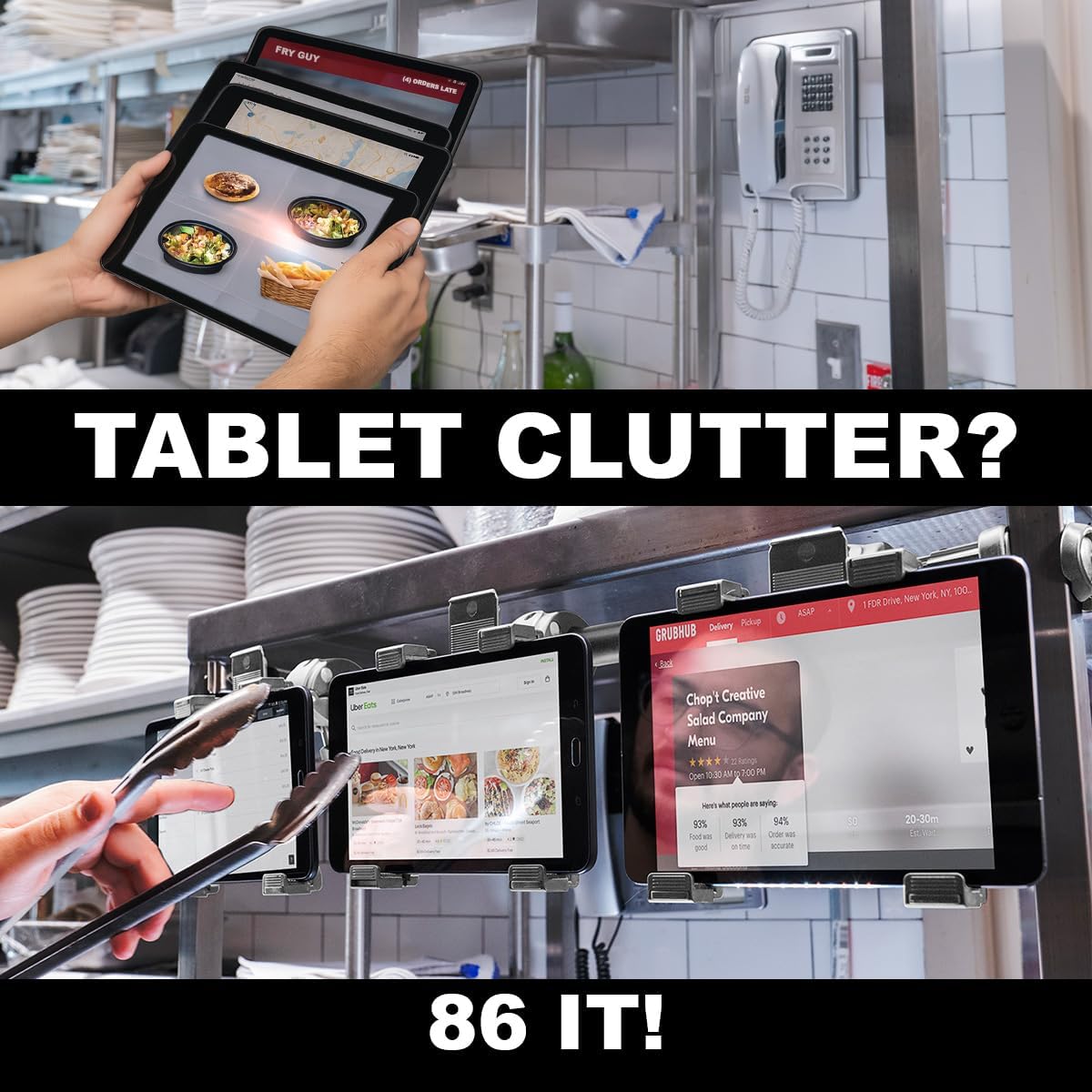 iBOLT Tablet Tower- Point of Purchase/POS Clamp Mount - with 3 TabDock Holders Perfect for Multiple delivery Applications (DoorDash, Uber eats, Postmates, etc.) Fits 7 to 10 inch Tablets