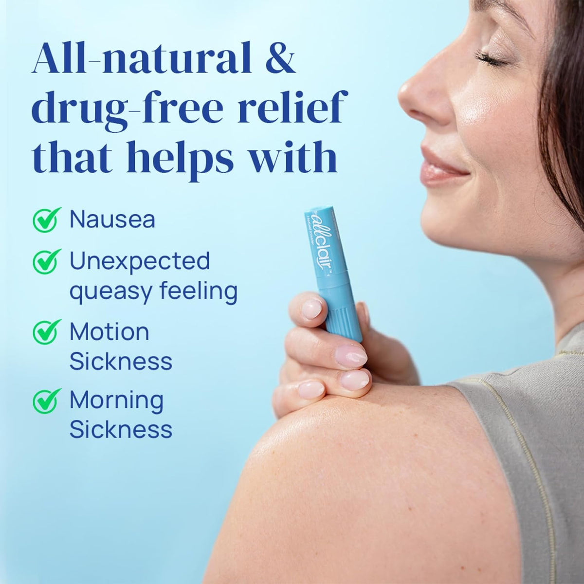 Nausea Relief Inhaler - Take Control of Motion Sickness, Morning Sickness, Medication, Stress - Fast, Natural, Drug-Free, Non-Drowsy & Portable Travel Essential - Pack of 2 Inhalers