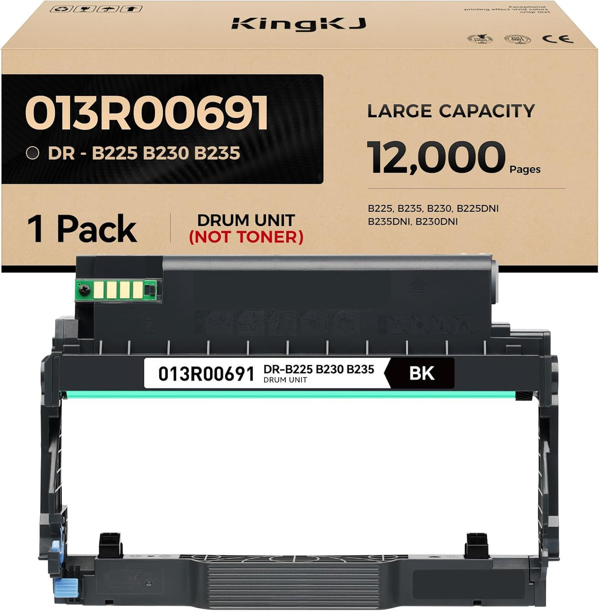 KingKJ 013R00691 B230 B225 B235 Drum Unit (Not Toner) Black 1-Pack High-Yield Replacement Compatible with Xerox B225 B235 B230 B225DNI B235DNI B230DNI Printer Imaging Drum Laser All-in-One Copier Copy